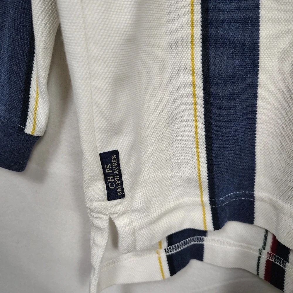 Vintage 90s Chaps Ralph Lauren Mens XL Distressed Striped Color Block Polo Shirt